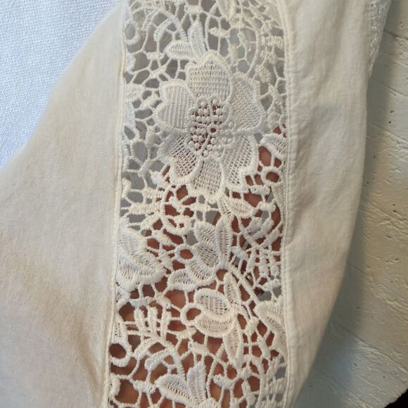 Boho-Chic Fairy Feminine Romantic White Lace Detail Knit Top by I.N.C. Large - Picture 7 of 8